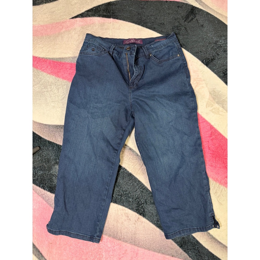 Gloria Vanderbilt Amanda Womens High Rise Capri Jeans Dark Wash Blue Size 10